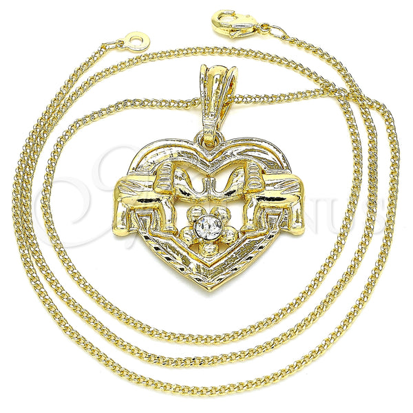 Gold Filled Necklace — Pendant Necklace Heart and Elephant Design with White — main product view — SKU 135279 | Oro Laminado collar — Pendant Necklace corazón and Elephant diseño with blanco — SKU 135279