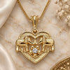 Oro Laminado Pendant Necklace, Gold Filled Style Heart and Elephant Design, with White Crystal, Polished, Golden Finish, 04.351.0020.1.20 (02 MM Thickness, 20 Inches Length)