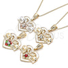 Oro Laminado Pendant Necklace, Gold Filled Style Heart and Elephant Design, with White Crystal, Polished, Golden Finish, 04.351.0020.1.20 (02 MM Thickness, 20 Inches Length)