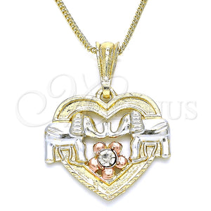 Gold Filled Necklace — Pendant Necklace Heart and Elephant Design with White — main product view — SKU 135280 | Oro Laminado collar — Pendant Necklace corazón and Elephant diseño with blanco — SKU 135280