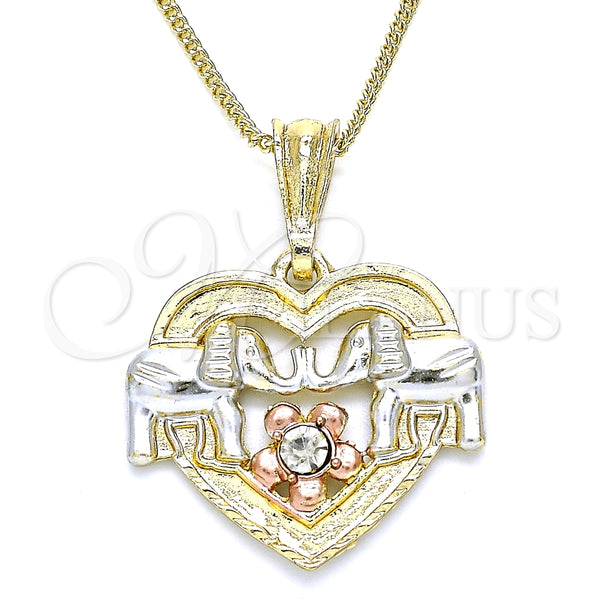 Gold Filled Necklace — Pendant Necklace Heart and Elephant Design with White — main product view — SKU 135280 | Oro Laminado collar — Pendant Necklace corazón and Elephant diseño with blanco — SKU 135280
