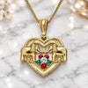 Oro Laminado Pendant Necklace, Gold Filled Style Heart and Elephant Design, with White Crystal, Polished, Tricolor, 04.351.0020.3.20 (02 MM Thickness, 20 Inches Length)