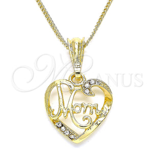 Gold Filled Necklace — Pendant Necklace Heart and Mom Design with White — main product view — SKU 135282 | Oro Laminado collar — Pendant Necklace corazón and Mom diseño with blanco — SKU 135282