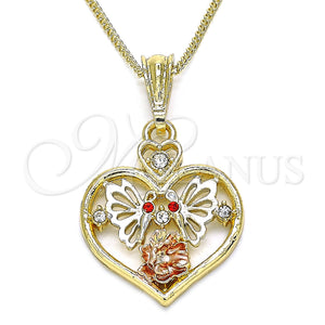 Gold Filled Necklace — Pendant Necklace Heart and Butterfly Design with Garnet — main product view — SKU 135283 | Oro Laminado collar — Pendant Necklace corazón and Butterfly diseño with Garnet — SKU 135283