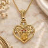 Oro Laminado Pendant Necklace, Gold Filled Style Heart and Butterfly Design, with Garnet and White Crystal, Polished, Golden Finish, 04.351.0022.1.20 (02 MM Thickness, 20 Inches Length)