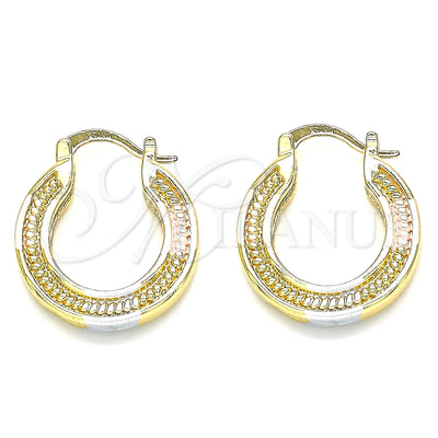 Gold Filled Hoop Earrings — Small Hoop Polished Tricolor 02. for wholesale, main product view