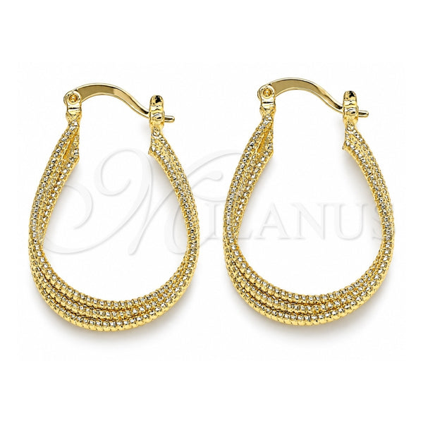 Oro Laminado Small Hoop, Gold Filled Style Diamond Cutting Finish, Golden Finish, 02.170.0319.20