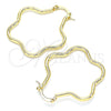 Oro Laminado Medium Hoop, Gold Filled Style Flower Design, Polished, Golden Finish, 02.170.0320.30