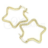 Oro Laminado Medium Hoop, Gold Filled Style Star Design, Polished, Golden Finish, 02.170.0321.30