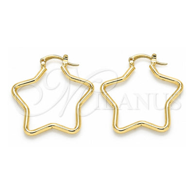 Oro Laminado Medium Hoop, Gold Filled Style Star Design, Polished, Golden Finish, 02.170.0321.30