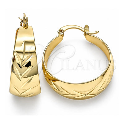 Oro Laminado Medium Hoop, Gold Filled Style Diamond Cutting Finish, Golden Finish, 02.170.0329.30