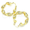 Oro Laminado Medium Hoop, Gold Filled Style Twist and Evil Eye Design, Polished, Golden Finish, 02.170.0342.30