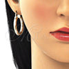 Oro Laminado Medium Hoop, Gold Filled Style Diamond Cutting Finish, Tricolor, 5.138.013.1.30