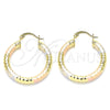 Oro Laminado Medium Hoop, Gold Filled Style Diamond Cutting Finish, Tricolor, 5.138.013.1.30