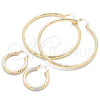 Oro Laminado Medium Hoop, Gold Filled Style Diamond Cutting Finish, Tricolor, 5.138.013.1.30