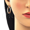 Oro Laminado Small Hoop, Gold Filled Style Twist Design, Polished, Tricolor, 02.170.0344.25