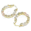 Oro Laminado Small Hoop, Gold Filled Style Twist Design, Polished, Tricolor, 02.170.0344.25