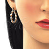 Oro Laminado Small Hoop, Gold Filled Style Twist Design, Polished, Tricolor, 02.170.0167.25
