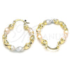 Oro Laminado Small Hoop, Gold Filled Style Twist Design, Polished, Tricolor, 02.170.0167.25