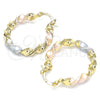 Oro Laminado Small Hoop, Gold Filled Style Twist Design, Polished, Tricolor, 02.170.0167.25