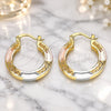 Oro Laminado Small Hoop, Gold Filled Style Evil Eye Design, Polished, Tricolor, 02.170.0345.25