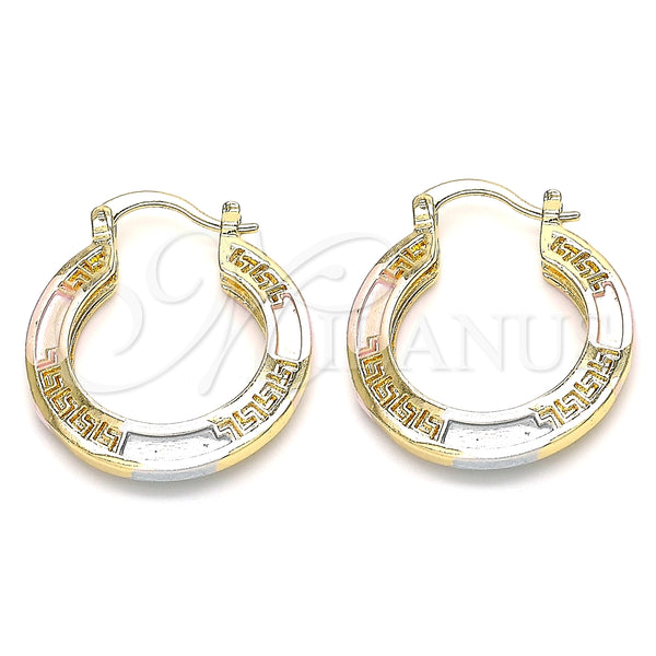 Gold Filled Hoop Earrings — Small Hoop Evil Eye Design Polished Tricolor 02. — main product view — SKU 135330 | Oro Laminado aretes de aro — Small Hoop Evil Eye diseño pulido Tricolor 02. — SKU 135330