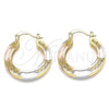 Oro Laminado Small Hoop, Gold Filled Style Evil Eye Design, Polished, Tricolor, 02.170.0345.25