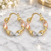 Oro Laminado Medium Hoop, Gold Filled Style Twist and Greek Key Design, Polished, Tricolor, 02.170.0342.1.30