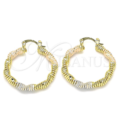 Gold Filled Hoop Earrings — Medium Hoop Polished Tricolor 02. for wholesale, main product view