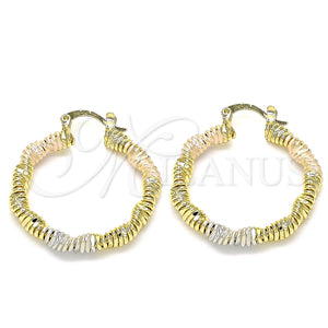 Gold Filled Hoop Earrings — Medium Hoop Polished Tricolor 02. — main product view — SKU 135333 | Oro Laminado aretes de aro — Medium Hoop pulido Tricolor 02. — SKU 135333