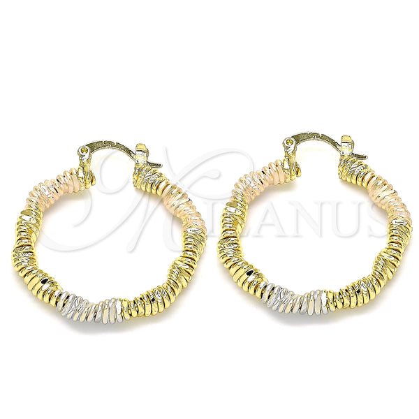 Gold Filled Hoop Earrings — Medium Hoop Polished Tricolor 02. — main product view — SKU 135333 | Oro Laminado aretes de aro — Medium Hoop pulido Tricolor 02. — SKU 135333