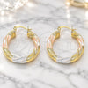 Oro Laminado Medium Hoop, Gold Filled Style Twist and Hollow Design, Matte Finish, Tricolor, 02.170.0132.1.30