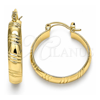 Oro Laminado Small Hoop, Gold Filled Style Diamond Cutting Finish, Golden Finish, 02.170.0350.1.25