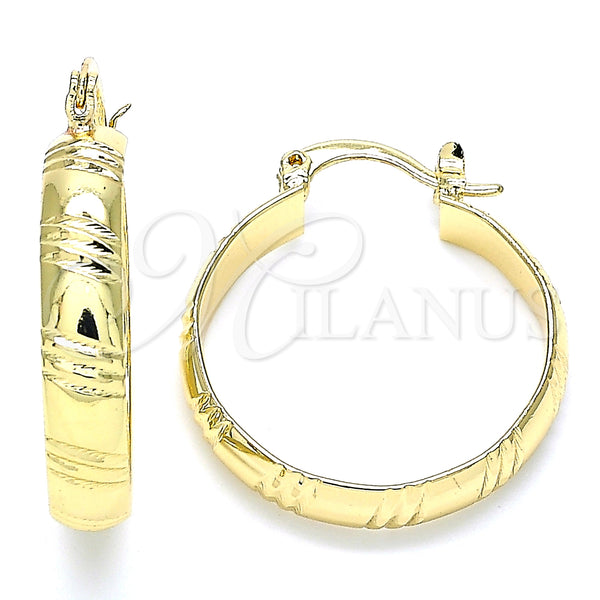 Gold Filled Hoop Earrings — Small Hoop Diamond Cutting 02. — main product view — SKU 135339 | Oro Laminado aretes de aro — Small Hoop Diamond Cutting 02. — SKU 135339