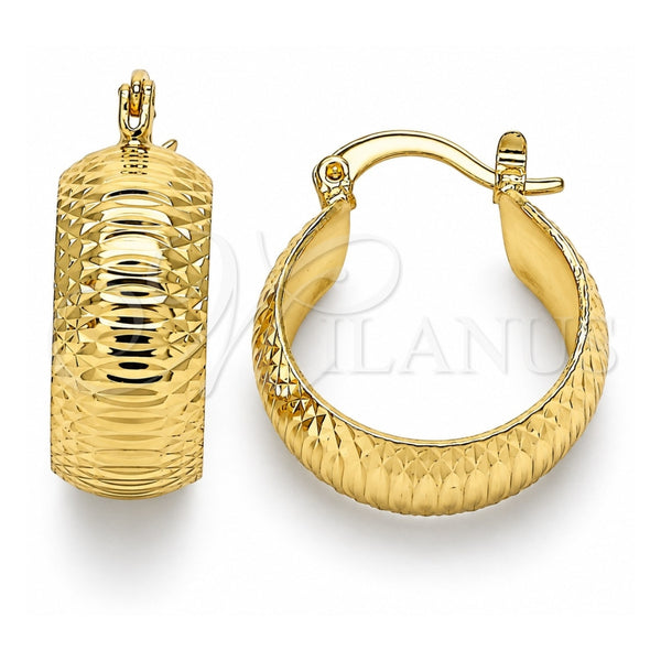 Oro Laminado Small Hoop, Gold Filled Style Diamond Cutting Finish, Golden Finish, 02.170.0356.20