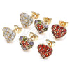 Oro Laminado Stud Earring, Gold Filled Style Heart Design, with White Cubic Zirconia, Polished, Golden Finish, 02.346.0003