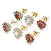 Oro Laminado Stud Earring, Gold Filled Style Heart Design, with Multicolor Cubic Zirconia, Polished, Golden Finish, 02.346.0004.1