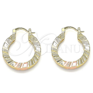 Gold Filled Hoop Earrings — Small Hoop Polished Tricolor 02. — main product view — SKU 135376 | Oro Laminado aretes de aro — Small Hoop pulido Tricolor 02. — SKU 135376