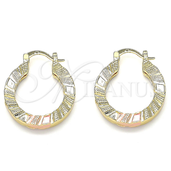 Gold Filled Hoop Earrings — Small Hoop Polished Tricolor 02. — main product view — SKU 135376 | Oro Laminado aretes de aro — Small Hoop pulido Tricolor 02. — SKU 135376