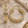 Oro Laminado Small Hoop, Gold Filled Style Greek Key Design, Polished, Golden Finish, 02.170.0371.25