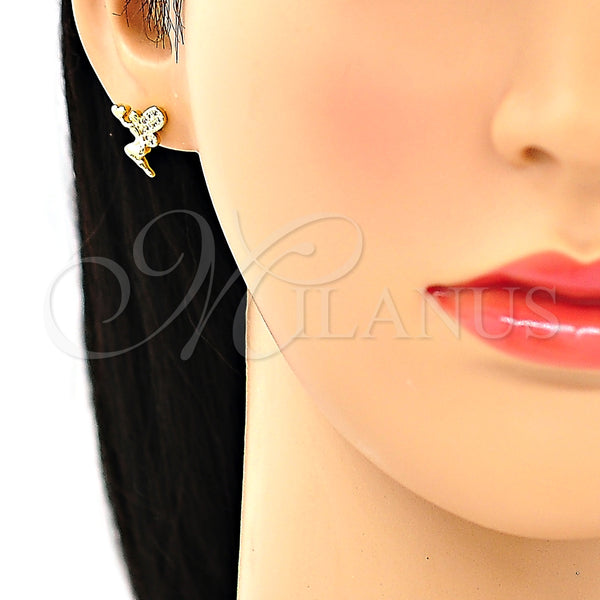Gold Filled Ring — Stud Earring Angel and Heart Design with White — alternate product view — SKU 135380 | Oro Laminado anillo — Stud Earring Angel and corazón diseño with blanco — SKU 135380