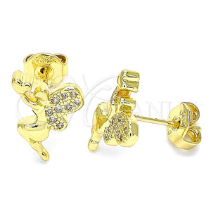 Gold Filled Ring — Stud Earring Angel and Heart Design with White — main product view — SKU 135380 | Oro Laminado anillo — Stud Earring Angel and corazón diseño with blanco — SKU 135380