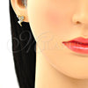 Oro Laminado Earring and Pendant Adult Set, Gold Filled Style Angel and Heart Design, with Garnet Micro Pave, Polished, Golden Finish, 10.156.0264.2