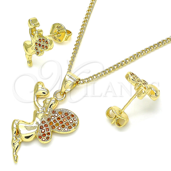 Gold Filled Ring — Earring and Pendant Adult Set Angel and Heart — main product view — SKU 135390 | Oro Laminado anillo — Earring and Pendant Adult Set Angel and corazón — SKU 135390