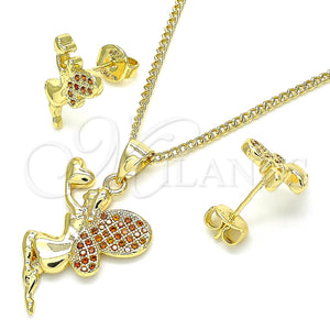 Gold Filled Ring — Earring and Pendant Adult Set Angel and Heart — main product view — SKU 135390 | Oro Laminado anillo — Earring and Pendant Adult Set Angel and corazón — SKU 135390