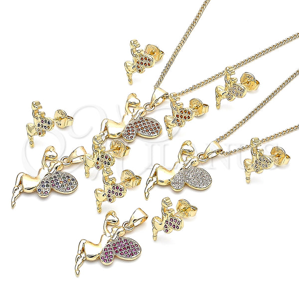 Gold Filled Ring — Earring and Pendant Adult Set Angel and Heart — alternate product view — SKU 135390 | Oro Laminado anillo — Earring and Pendant Adult Set Angel and corazón — SKU 135390