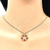 Oro Laminado Pendant Necklace, Gold Filled Style Bow Design, with Garnet Micro Pave, Polished, Golden Finish, 04.156.0325.2.20 (02 MM Thickness, 20 Inches Length)