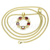 Oro Laminado Pendant Necklace, Gold Filled Style Bow Design, with Garnet Micro Pave, Polished, Golden Finish, 04.156.0325.2.20 (02 MM Thickness, 20 Inches Length)
