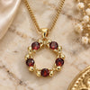 Oro Laminado Pendant Necklace, Gold Filled Style Bow Design, with Garnet Micro Pave, Polished, Golden Finish, 04.156.0325.2.20 (02 MM Thickness, 20 Inches Length)