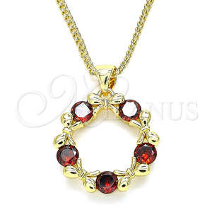 Gold Filled Necklace — Pendant Necklace Bow Design with Garnet Micro Pave — main product view — SKU 135407 | Oro Laminado collar — Pendant Necklace Bow diseño with Garnet Micro Pave — SKU 135407